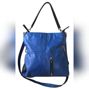 Blue Leather Shoulder Bag